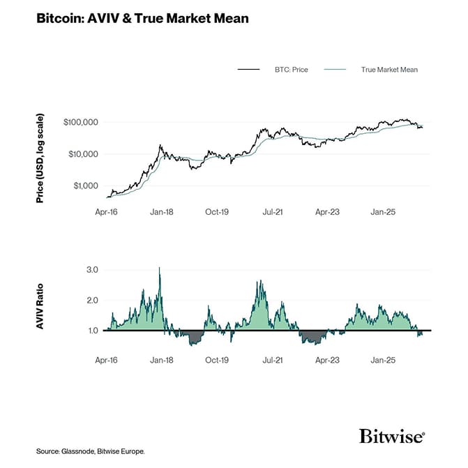 BTC Price - True Market Mean - AVIV