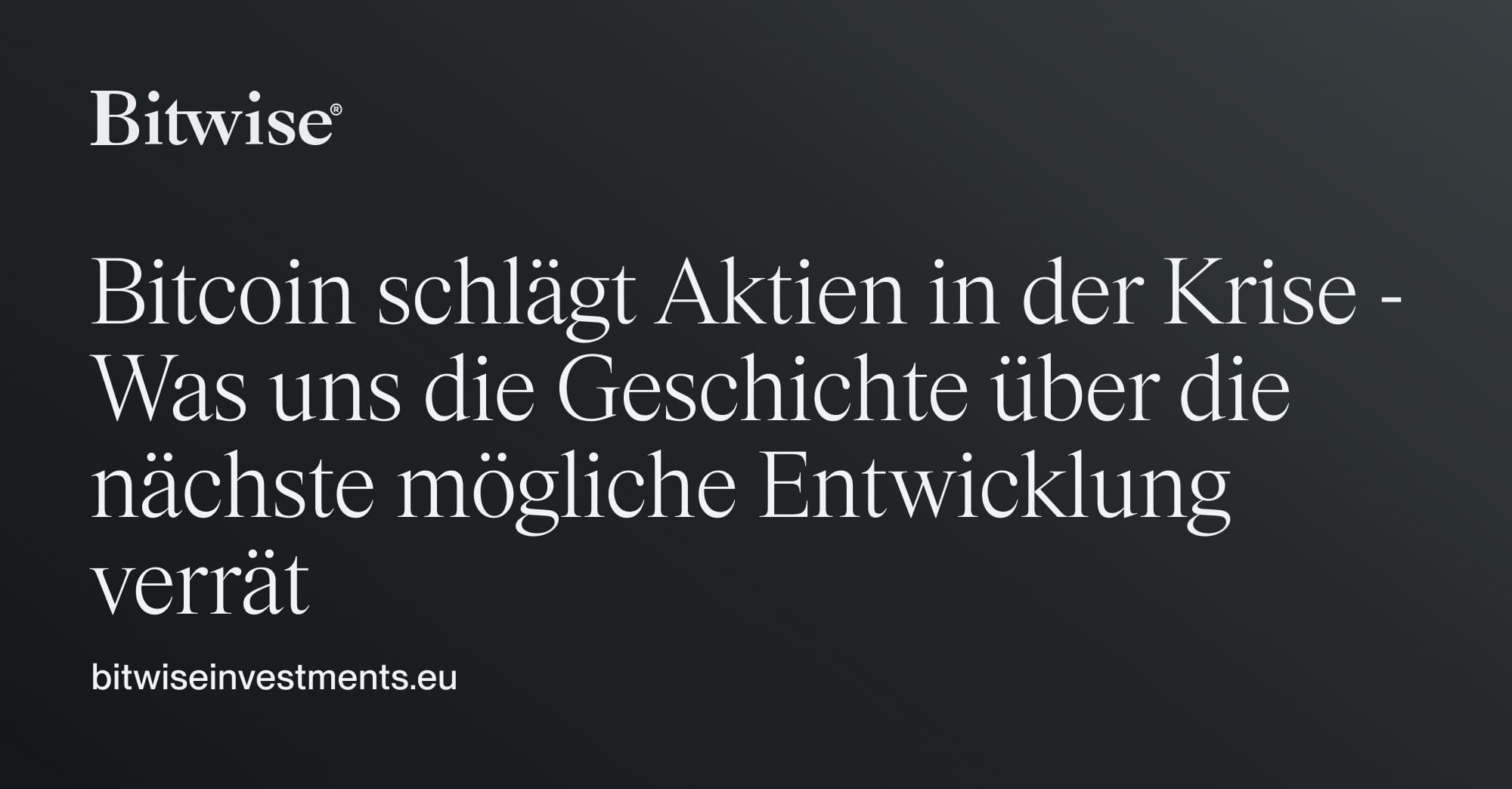 Bitcoin schlägt Aktien in der Krise - Was uns die Geschichte über den  nächsten möglichen Schritt sagt | Bitwise