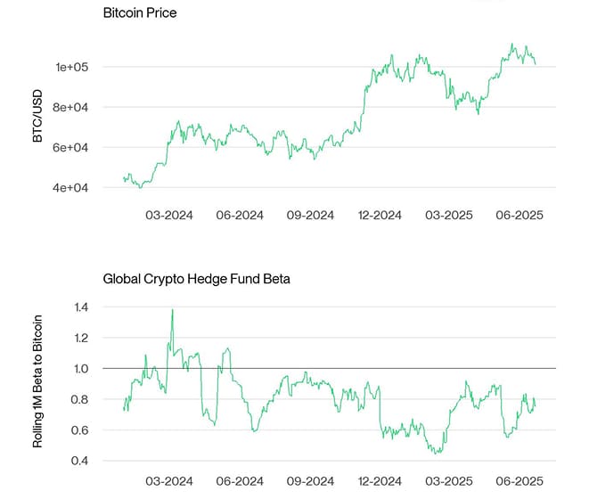Bitcoin Price vs Hedge Fund Beta