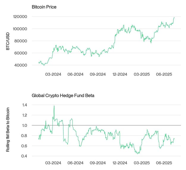 Bitcoin Price vs Hedge Fund Beta