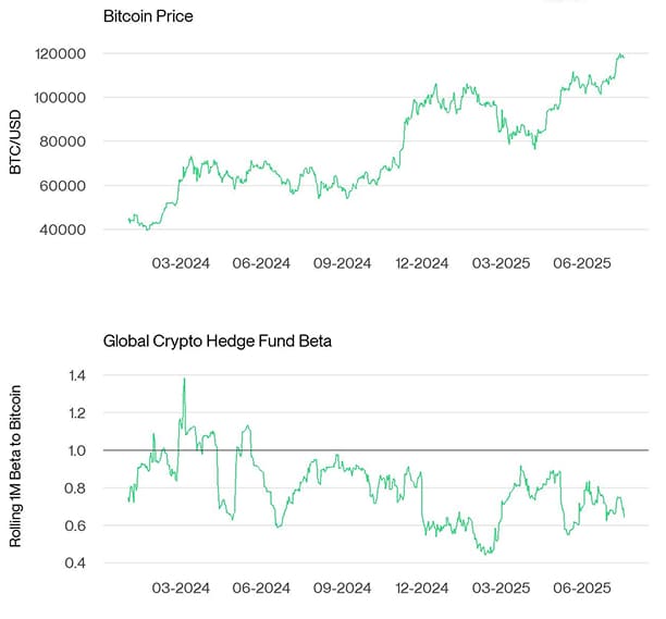 Bitcoin Price vs Hedge Fund Beta