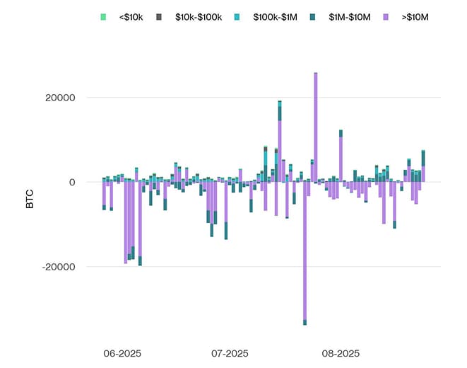Bitcoin Net Exchange Volume by Size