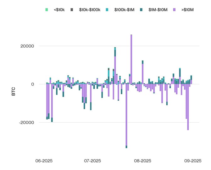 Bitcoin Net Exchange Volume by Size