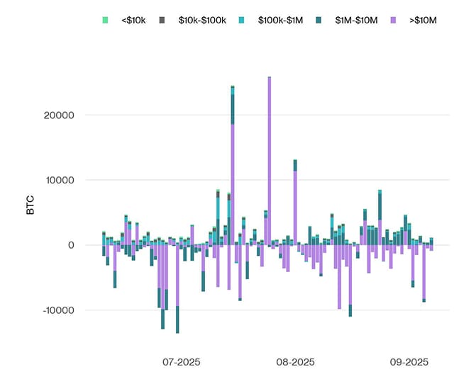 Bitcoin Net Exchange Volume by Size