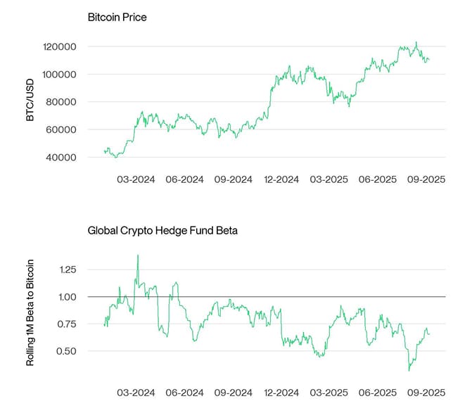 Bitcoin Price vs Hedge Fund Beta