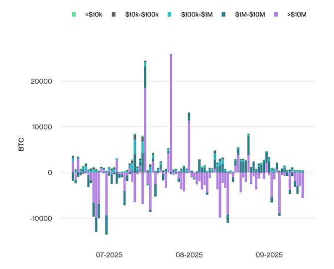Bitcoin Net Exchange Volume by Size