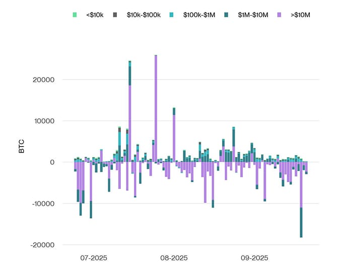 Bitcoin Net Exchange Volume by Size