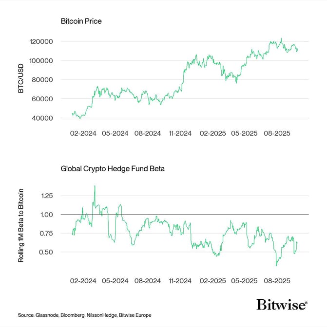 Bitcoin Price vs Hedge Fund Beta