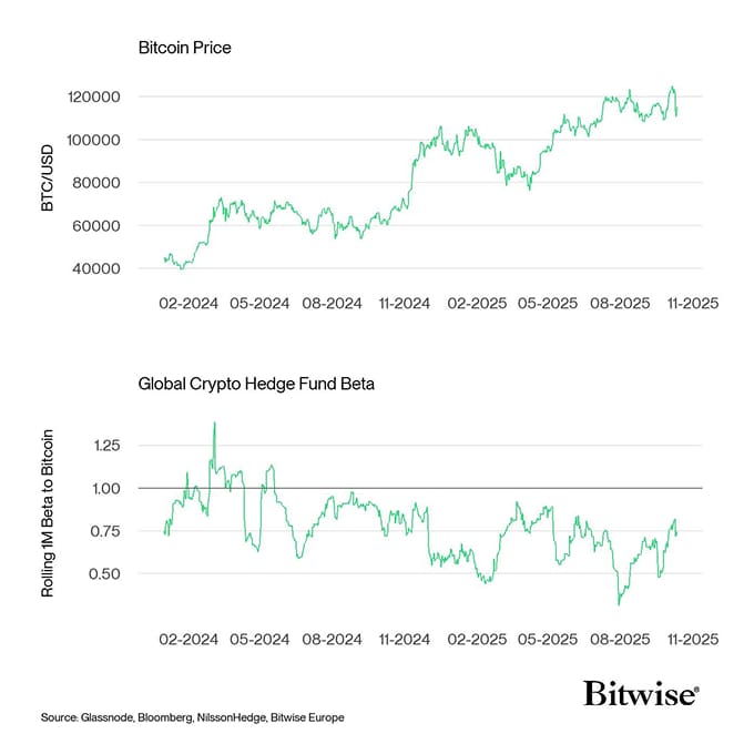 Bitcoin Price vs Hedge Fund Beta