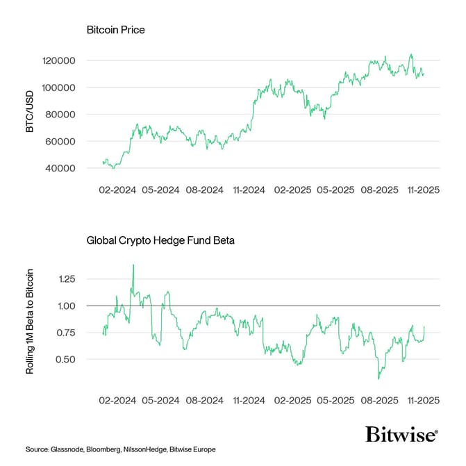Bitcoin Price vs Hedge Fund Beta