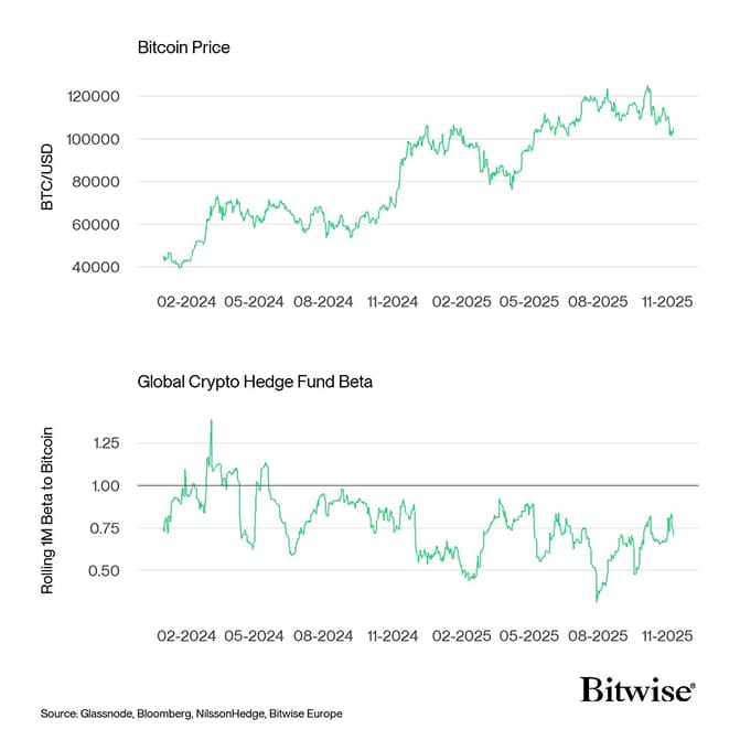 Bitcoin Price vs Hedge Fund Beta