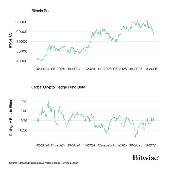 Bitcoin Price vs Hedge Fund Beta