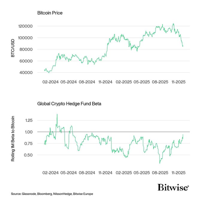 Bitcoin Price vs Hedge Fund Beta