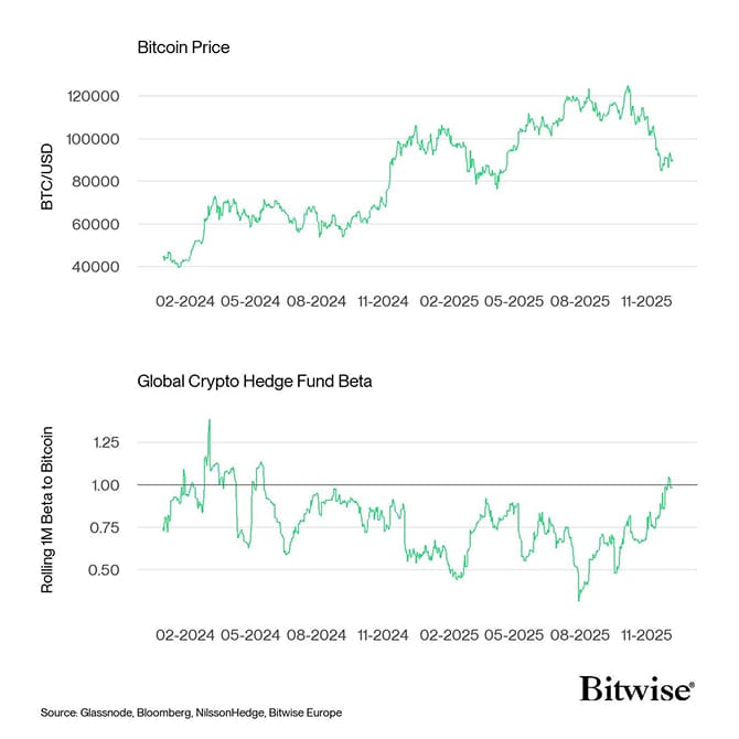 Bitcoin Price vs Hedge Fund Beta