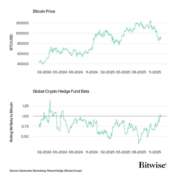 Bitcoin Price vs Hedge Fund Beta