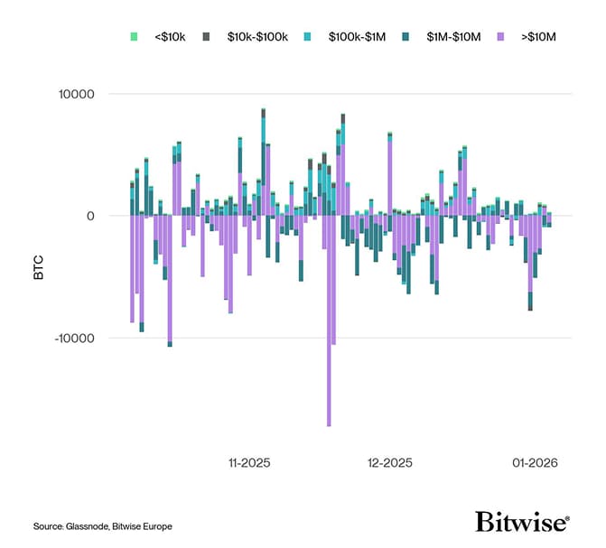 Bitcoin Net Exchange Volume by Size