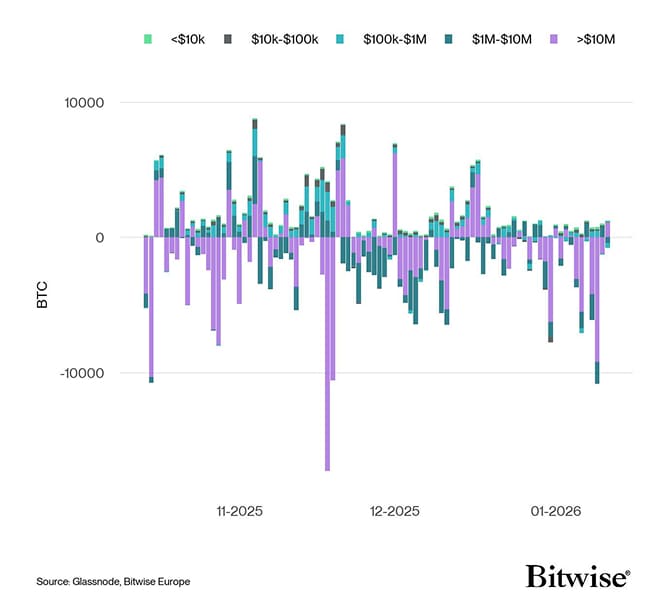 Bitcoin Net Exchange Volume by Size
