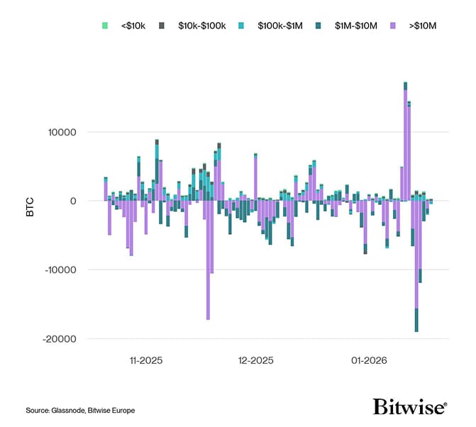 Bitcoin Net Exchange Volume by Size
