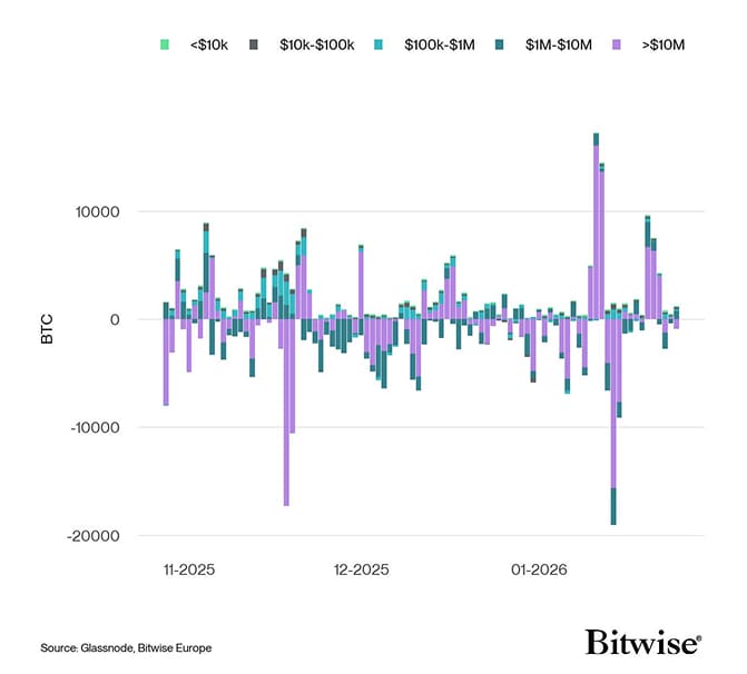 Bitcoin Net Exchange Volume by Size