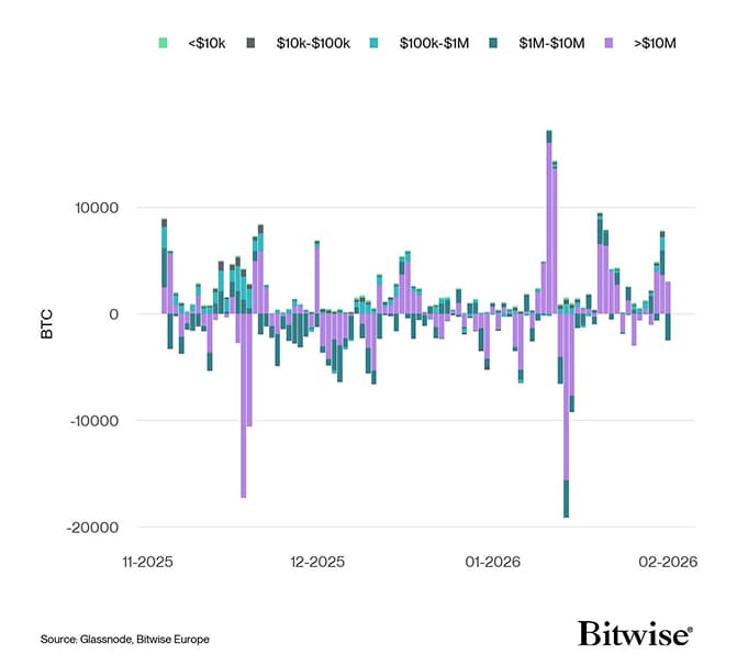 Bitcoin Net Exchange Volume by Size
