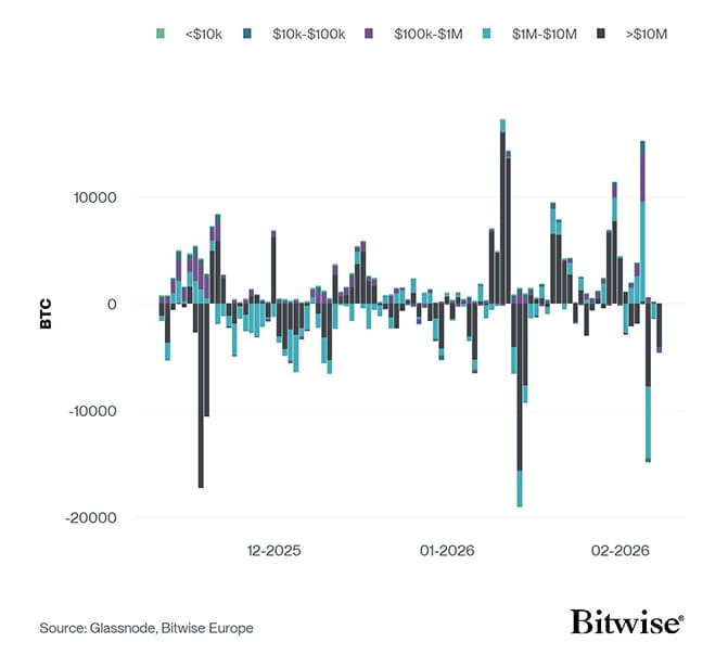 Bitcoin Net Exchange Volume by Size