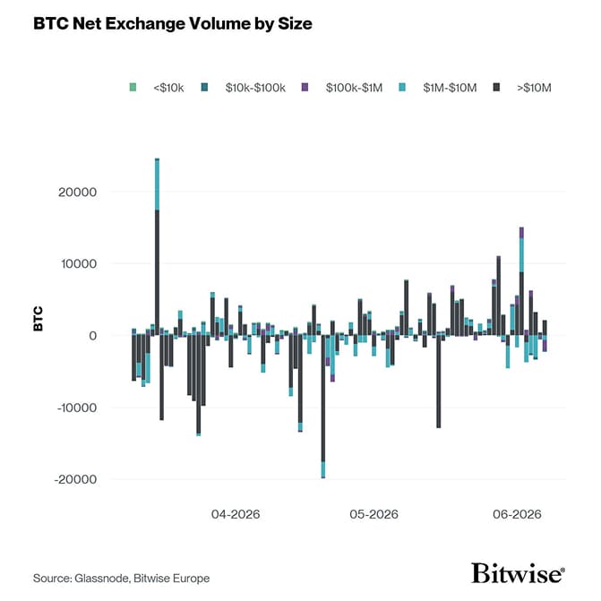 Bitcoin Net Exchange Volume by Size