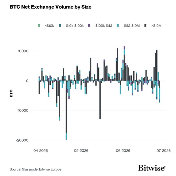 Bitcoin Net Exchange Volume by Size