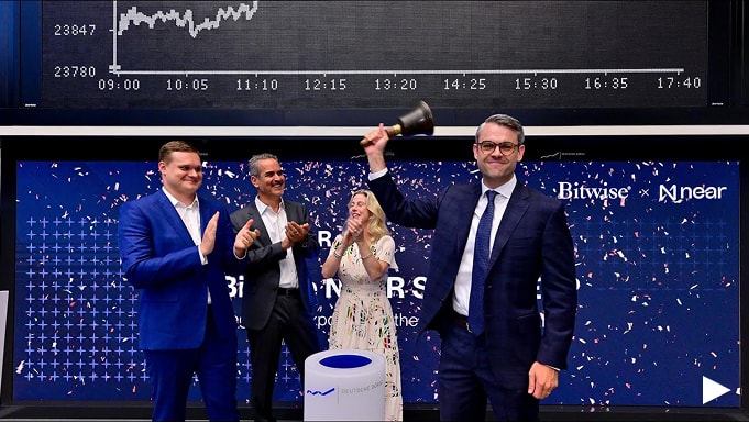 Bitwise NEAR Staking ETP lists on Deutsche Börse Xetra stock exchange illustration